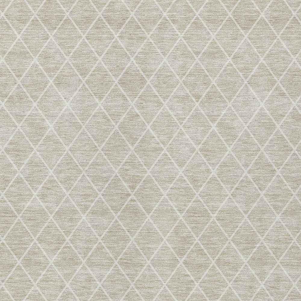 10' X 14' Beige And Ivory Geometric Washable Indoor Outdoor Area Rug
