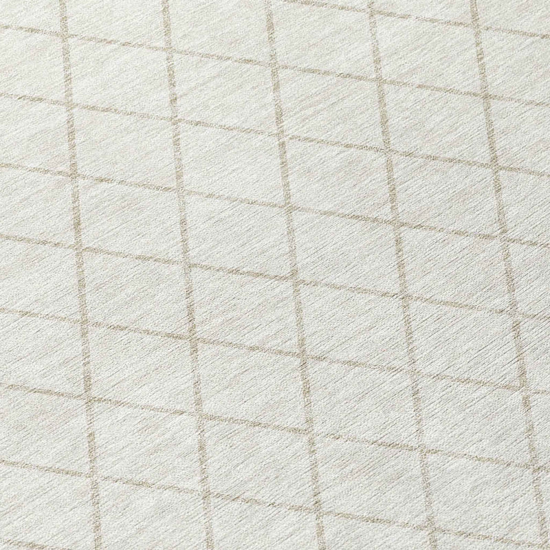 8' X 10' Ivory And Beige Geometric Washable Indoor Outdoor Area Rug