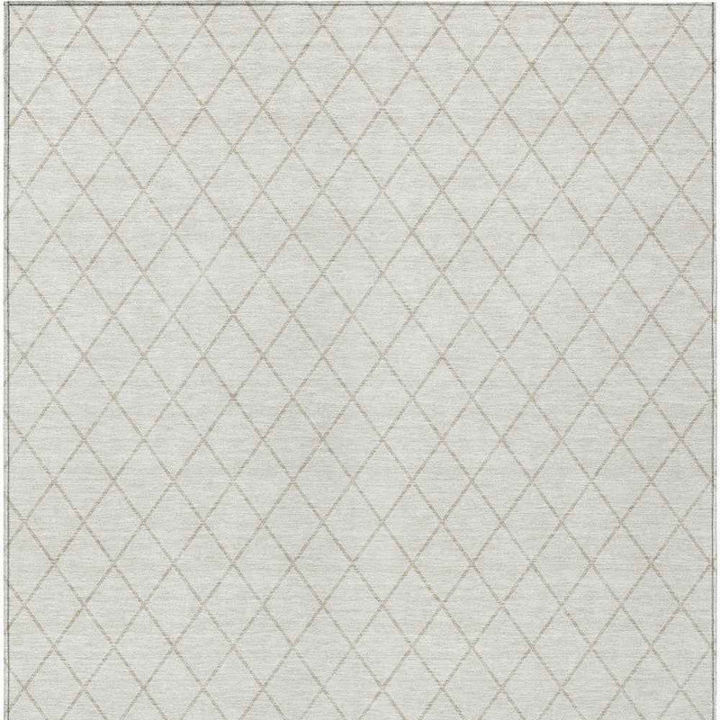 8' X 10' Ivory And Beige Geometric Washable Indoor Outdoor Area Rug