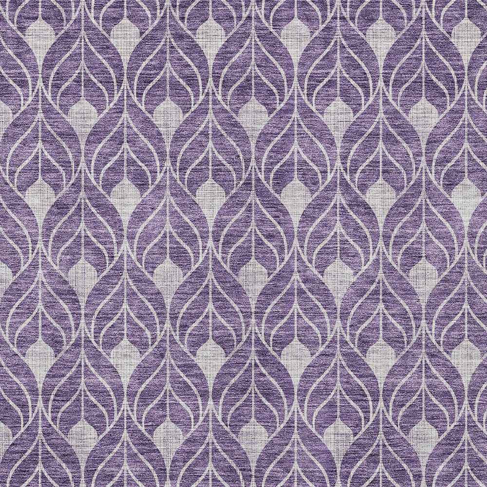 3' X 5' Purple And Ivory Geometric Washable Indoor Outdoor Area Rug