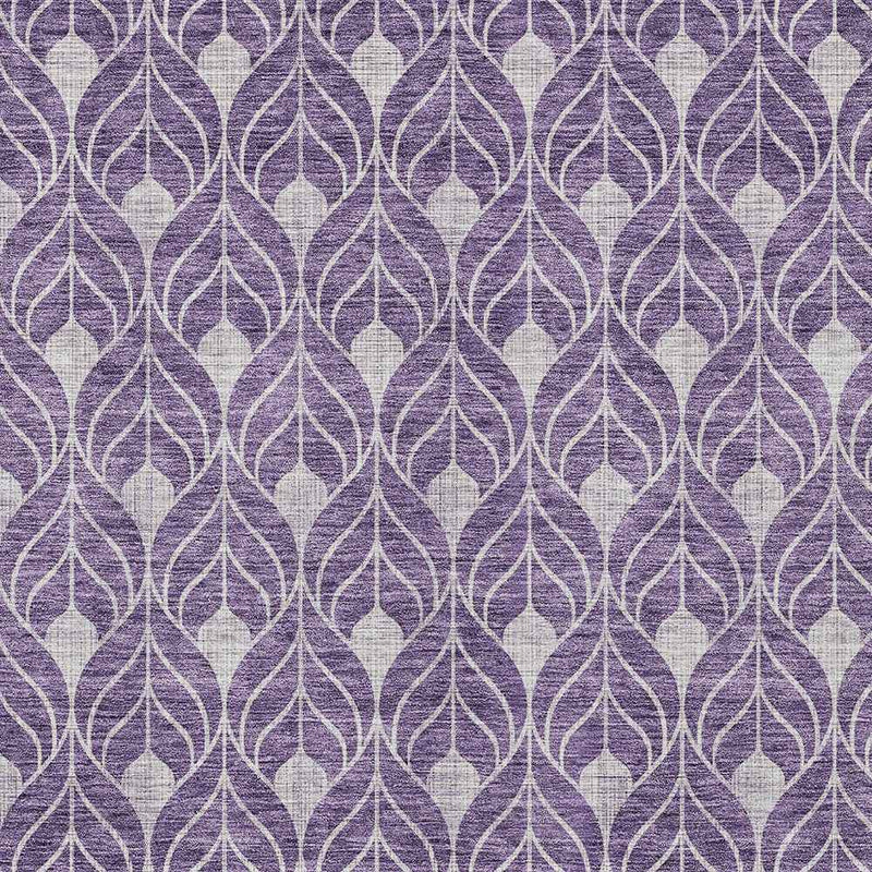 3' X 5' Purple And Ivory Geometric Washable Indoor Outdoor Area Rug