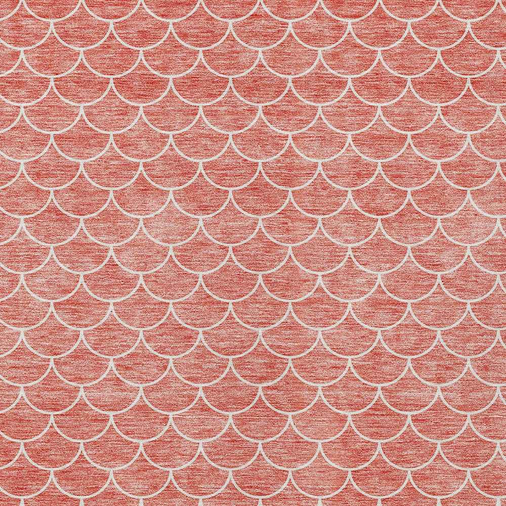 10' X 14' Salmon And Ivory Geometric Washable Indoor Outdoor Area Rug