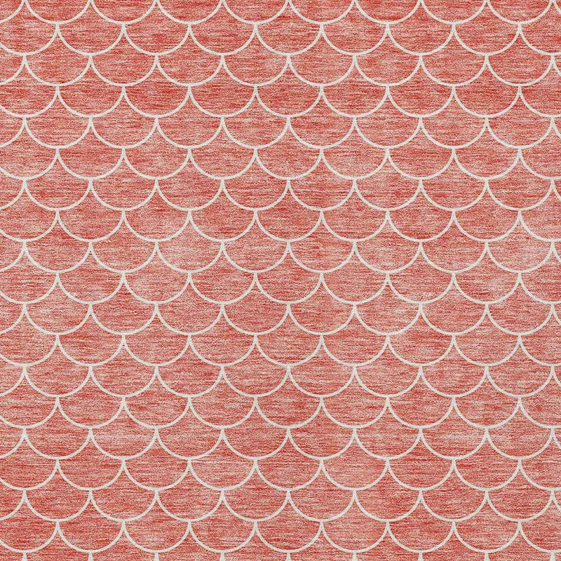10' X 14' Salmon And Ivory Geometric Washable Indoor Outdoor Area Rug
