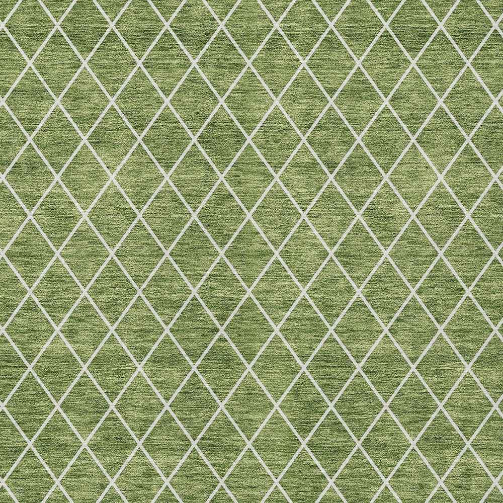9' X 12' Green And Ivory Geometric Washable Indoor Outdoor Area Rug