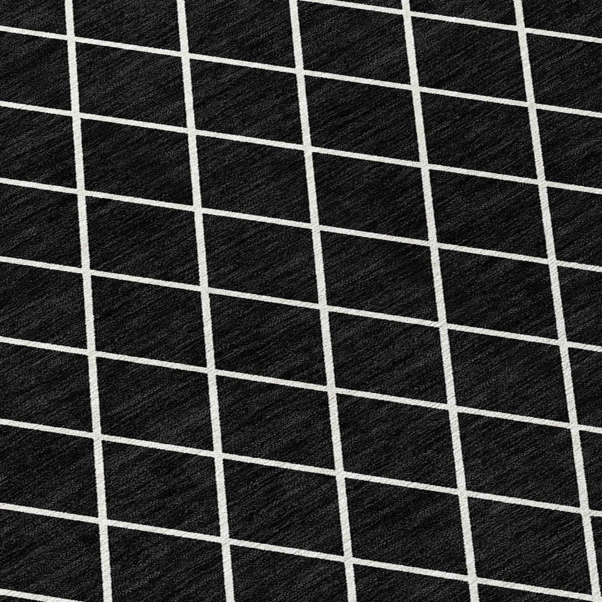 10' X 14' Black And Ivory Geometric Washable Indoor Outdoor Area Rug