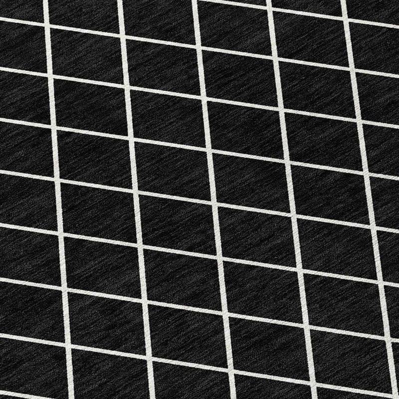 10' X 14' Black And Ivory Geometric Washable Indoor Outdoor Area Rug