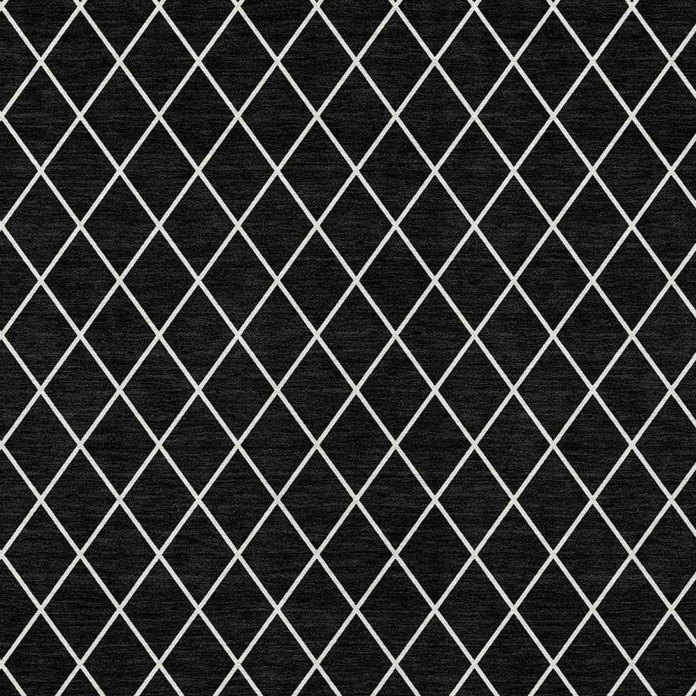 10' X 14' Black And Ivory Geometric Washable Indoor Outdoor Area Rug