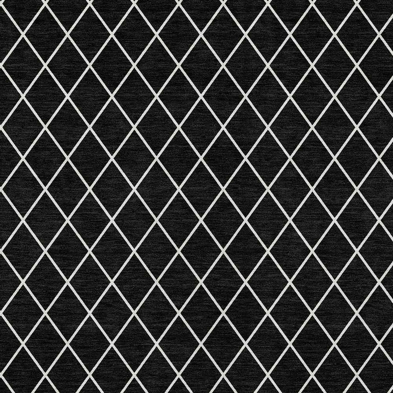 10' X 14' Black And Ivory Geometric Washable Indoor Outdoor Area Rug