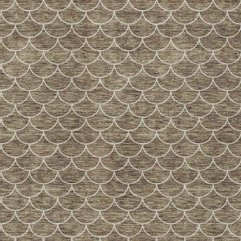 9' X 12' Brown And Beige Geometric Washable Indoor Outdoor Area Rug