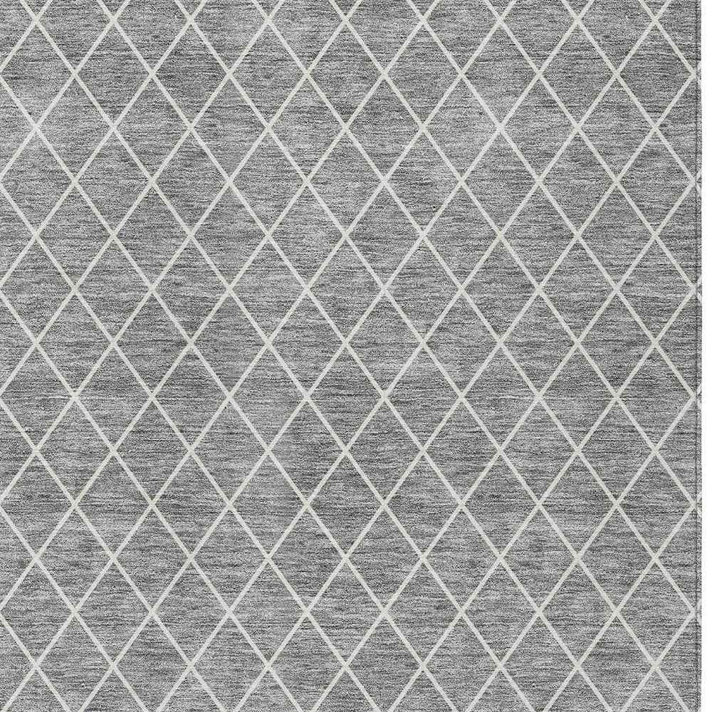 5' X 8' Gray And Ivory Geometric Washable Indoor Outdoor Area Rug