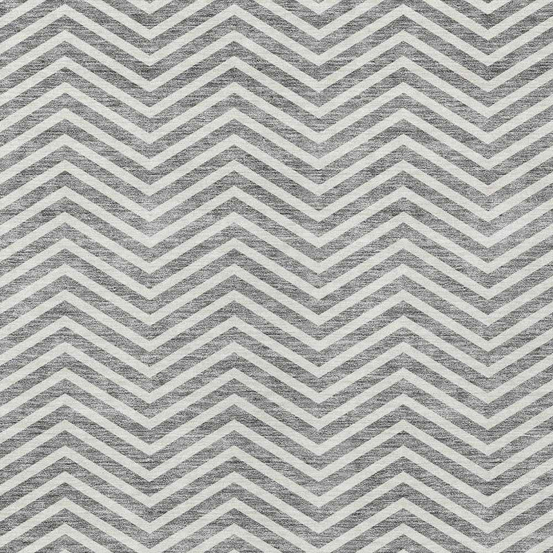 10' X 14' Gray And Ivory Chevron Washable Indoor Outdoor Area Rug