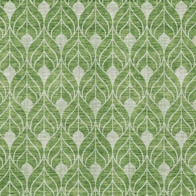 3' X 5' Green And Light Green Geometric Washable Indoor Outdoor Area Rug