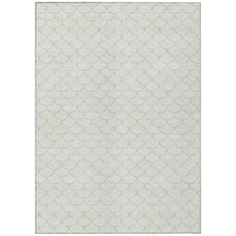 5' X 8' Ivory And Beige Geometric Washable Indoor Outdoor Area Rug