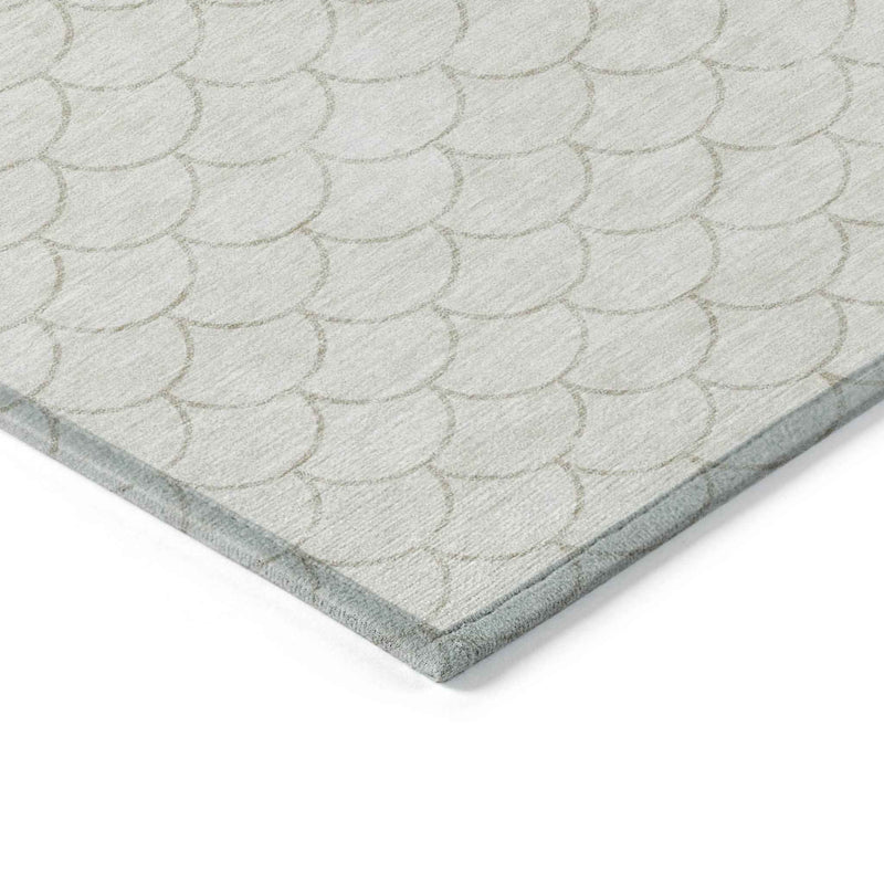 5' X 8' Ivory And Beige Geometric Washable Indoor Outdoor Area Rug