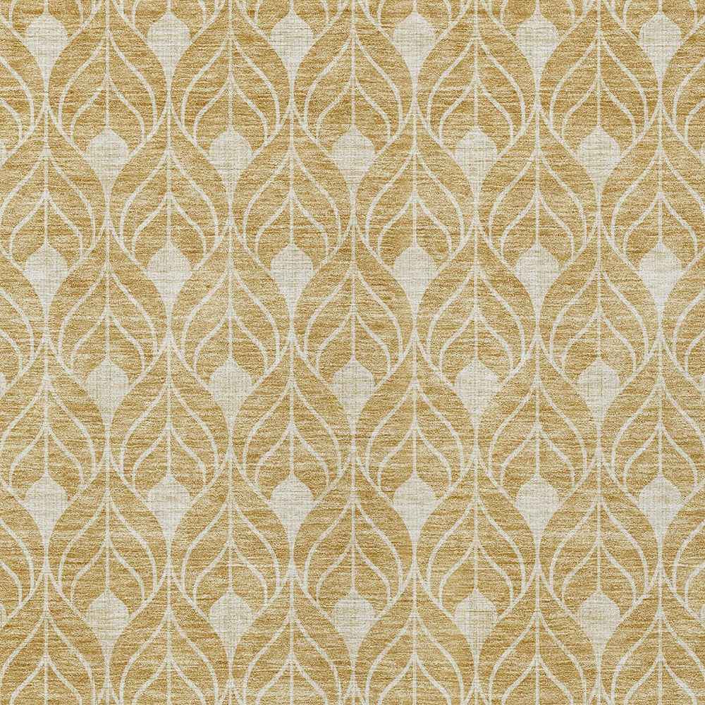 10' X 14' Gold And Ivory Geometric Washable Indoor Outdoor Area Rug