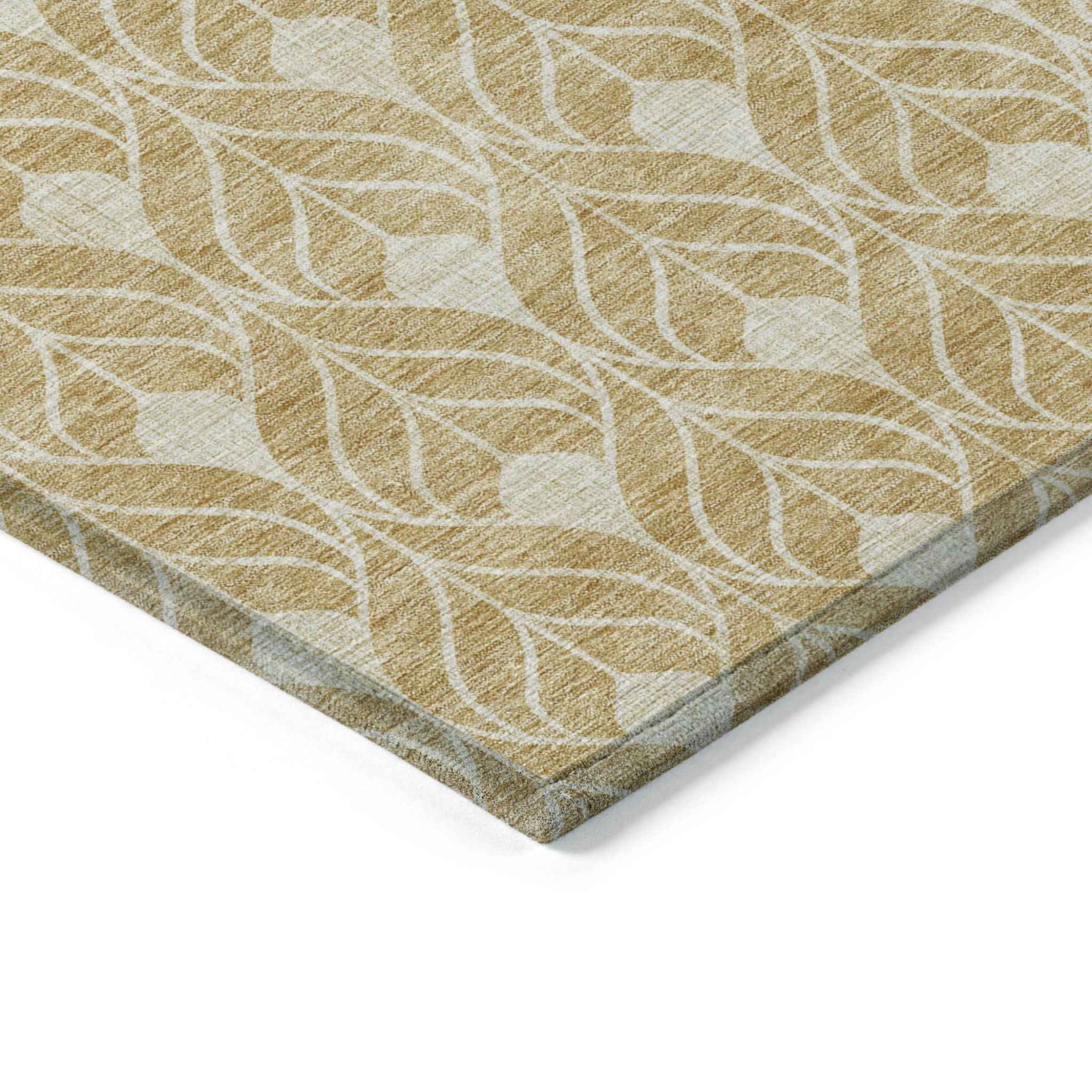 10' X 14' Gold And Ivory Geometric Washable Indoor Outdoor Area Rug