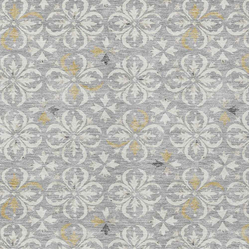 8' X 10' Gray Ivory And Brown Floral Washable Indoor Outdoor Area Rug