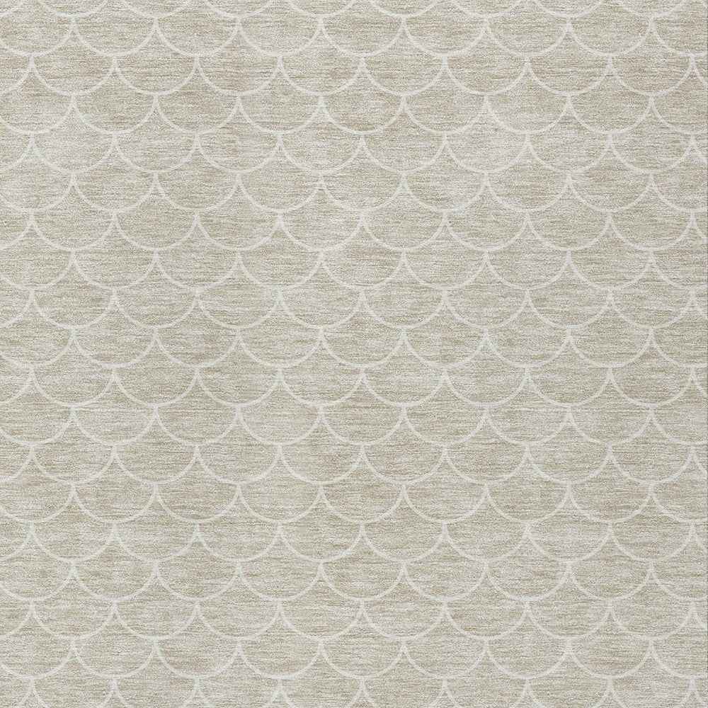 9' X 12' Beige And Ivory Geometric Washable Indoor Outdoor Area Rug
