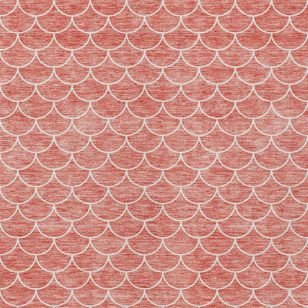 8' X 10' Salmon And Ivory Geometric Washable Indoor Outdoor Area Rug