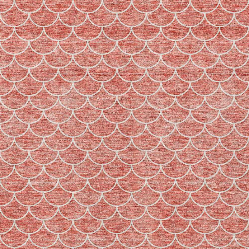 8' X 10' Salmon And Ivory Geometric Washable Indoor Outdoor Area Rug