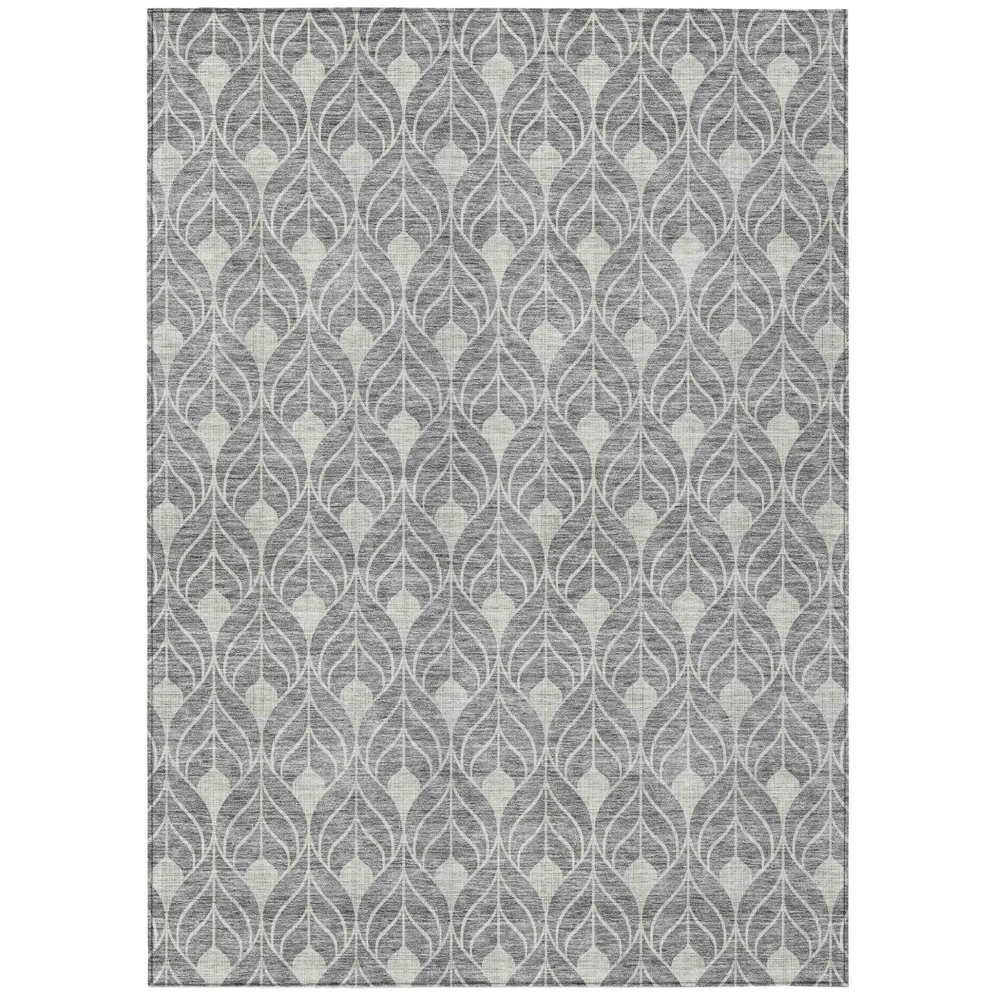 3' X 5' Gray And Light Gray Geometric Washable Indoor Outdoor Area Rug