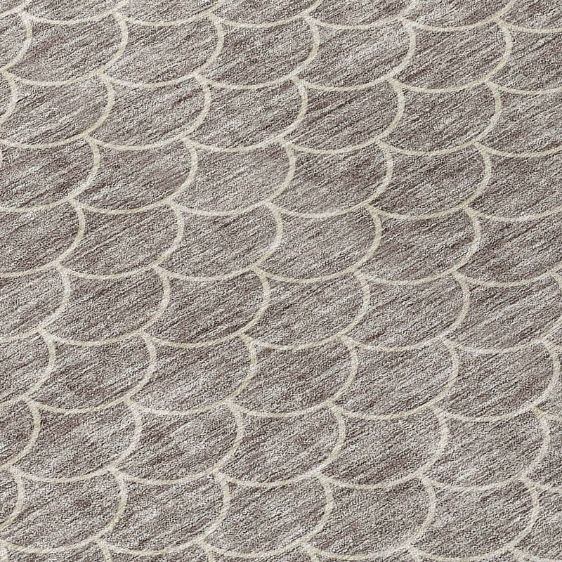 8' Taupe And Beige Round Geometric Washable Indoor Outdoor Area Rug