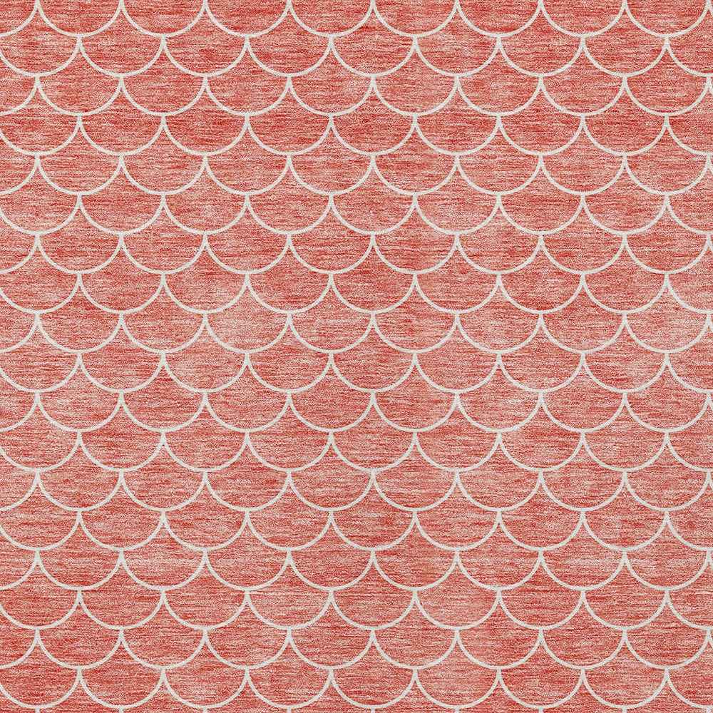 5' X 8' Salmon And Ivory Geometric Washable Indoor Outdoor Area Rug