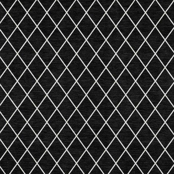 9' X 12' Black And Ivory Geometric Washable Indoor Outdoor Area Rug