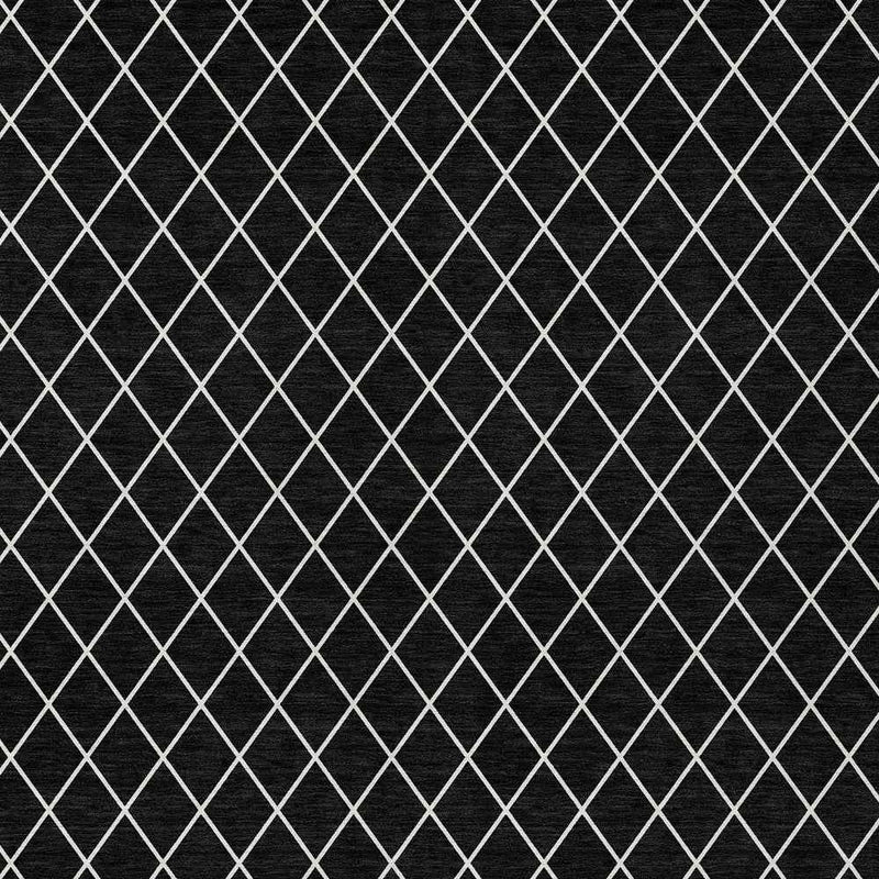 9' X 12' Black And Ivory Geometric Washable Indoor Outdoor Area Rug