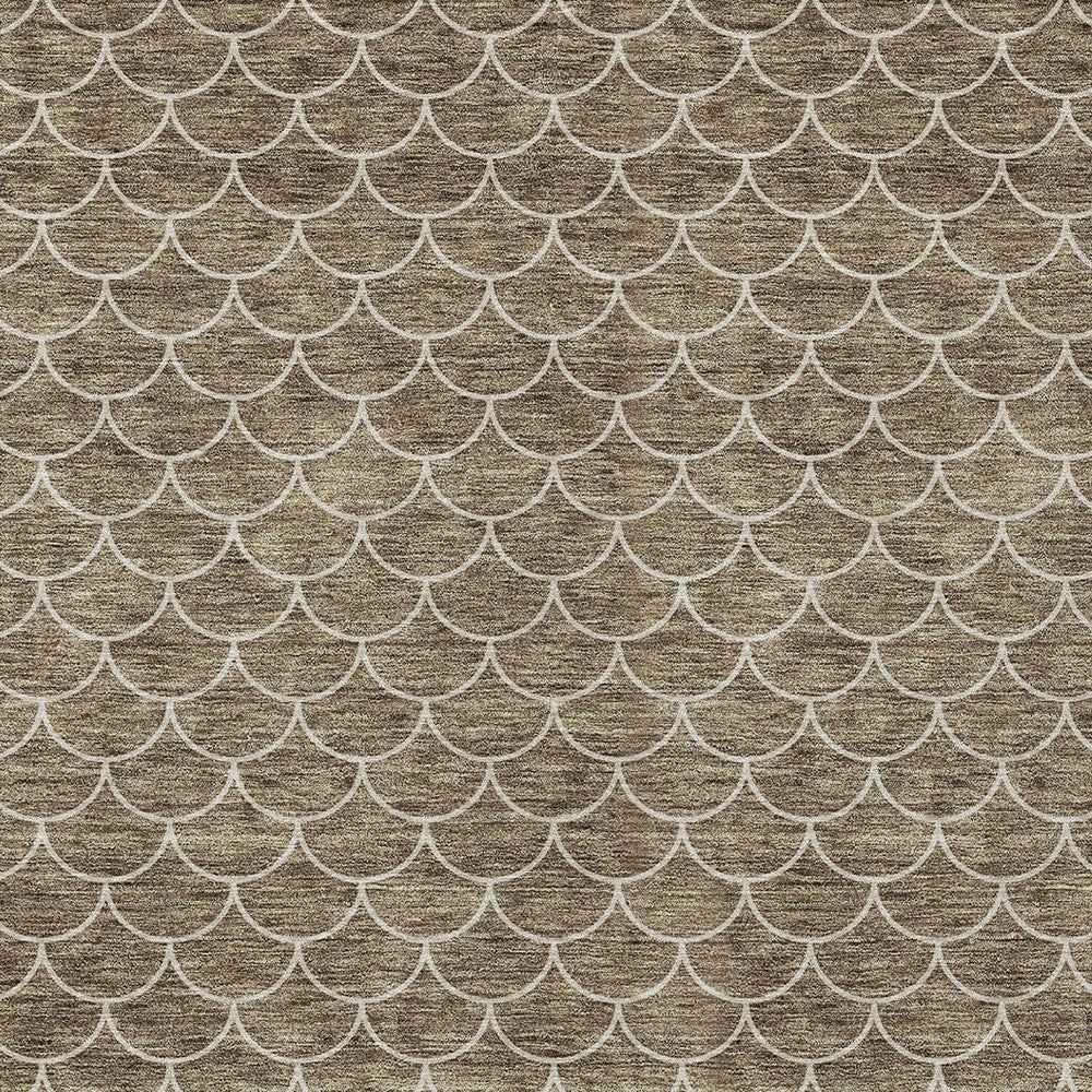 10' X 14' Brown And Beige Geometric Washable Indoor Outdoor Area Rug