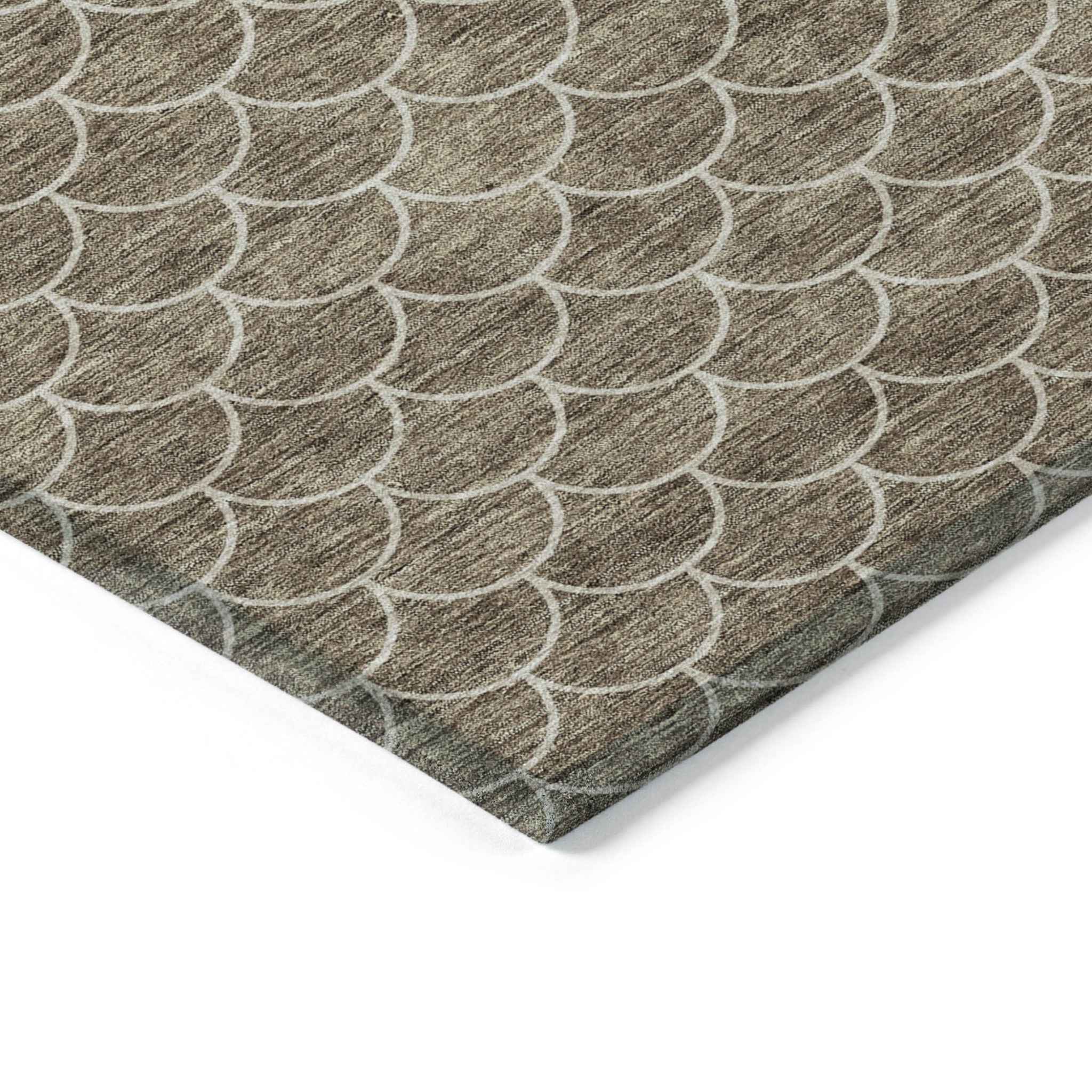 10' X 14' Brown And Beige Geometric Washable Indoor Outdoor Area Rug