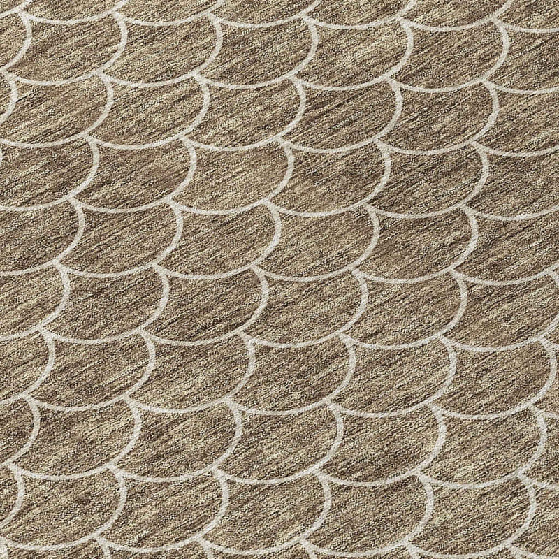 10' X 14' Brown And Beige Geometric Washable Indoor Outdoor Area Rug