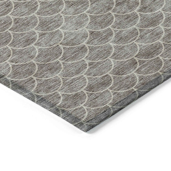 10' X 14' Taupe And Beige Geometric Washable Indoor Outdoor Area Rug