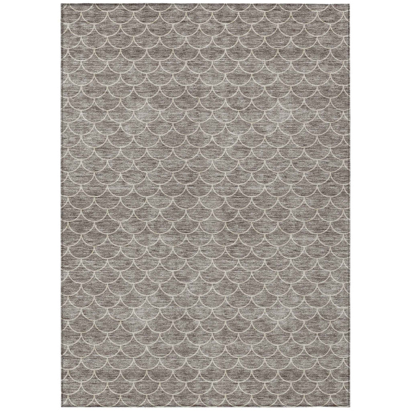 10' X 14' Taupe And Beige Geometric Washable Indoor Outdoor Area Rug
