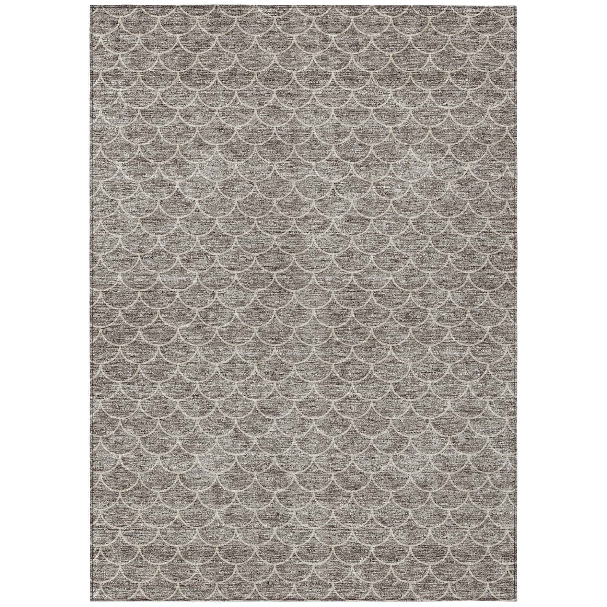 8' X 10' Taupe And Beige Geometric Washable Indoor Outdoor Area Rug