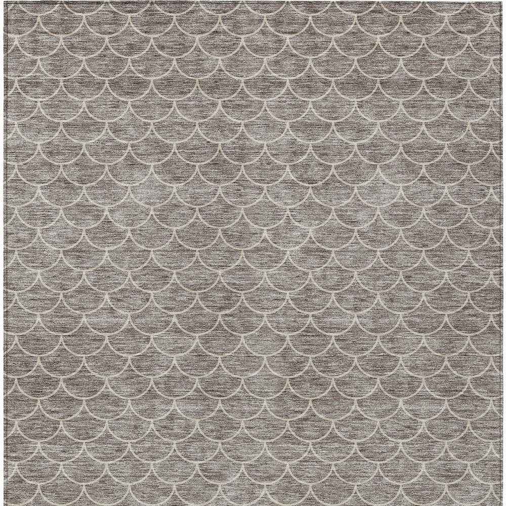 8' X 10' Taupe And Beige Geometric Washable Indoor Outdoor Area Rug