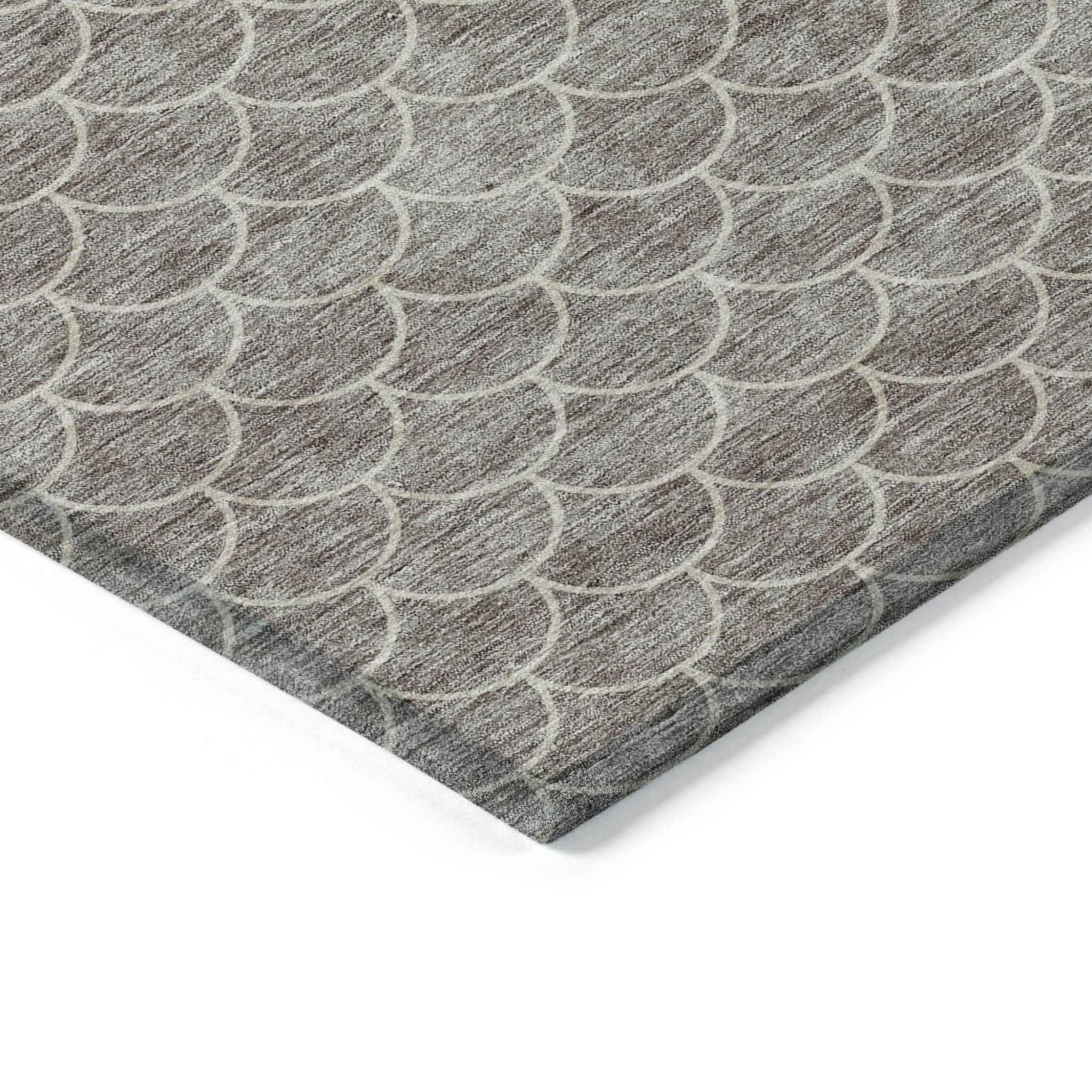 8' X 10' Taupe And Beige Geometric Washable Indoor Outdoor Area Rug