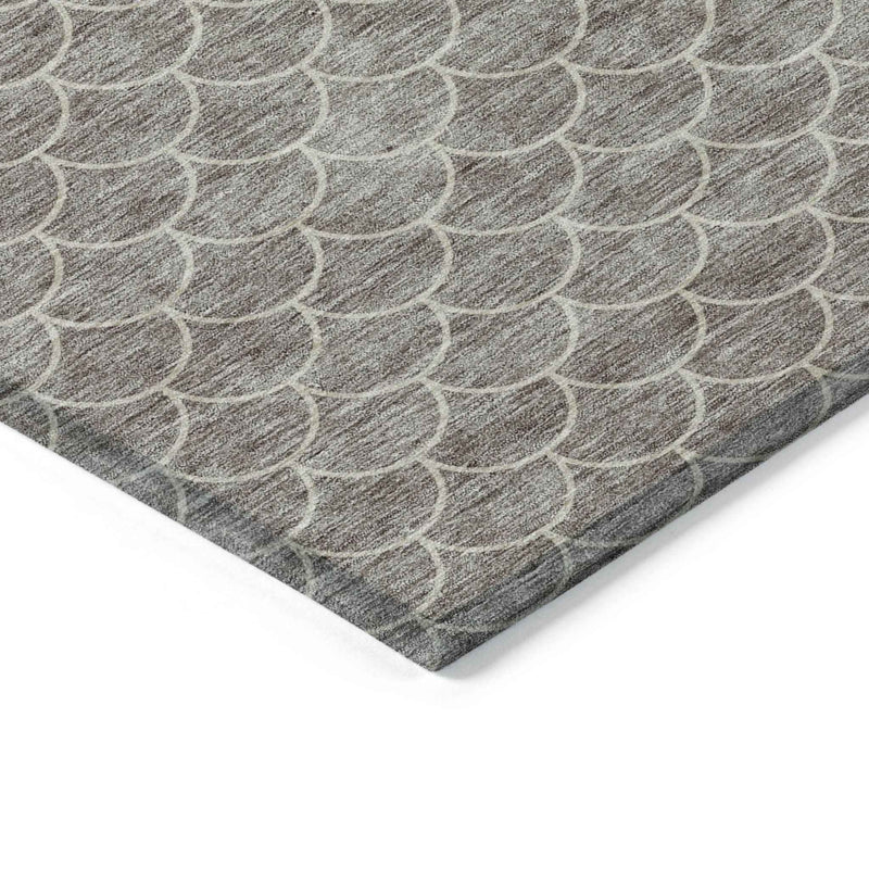 8' X 10' Taupe And Beige Geometric Washable Indoor Outdoor Area Rug