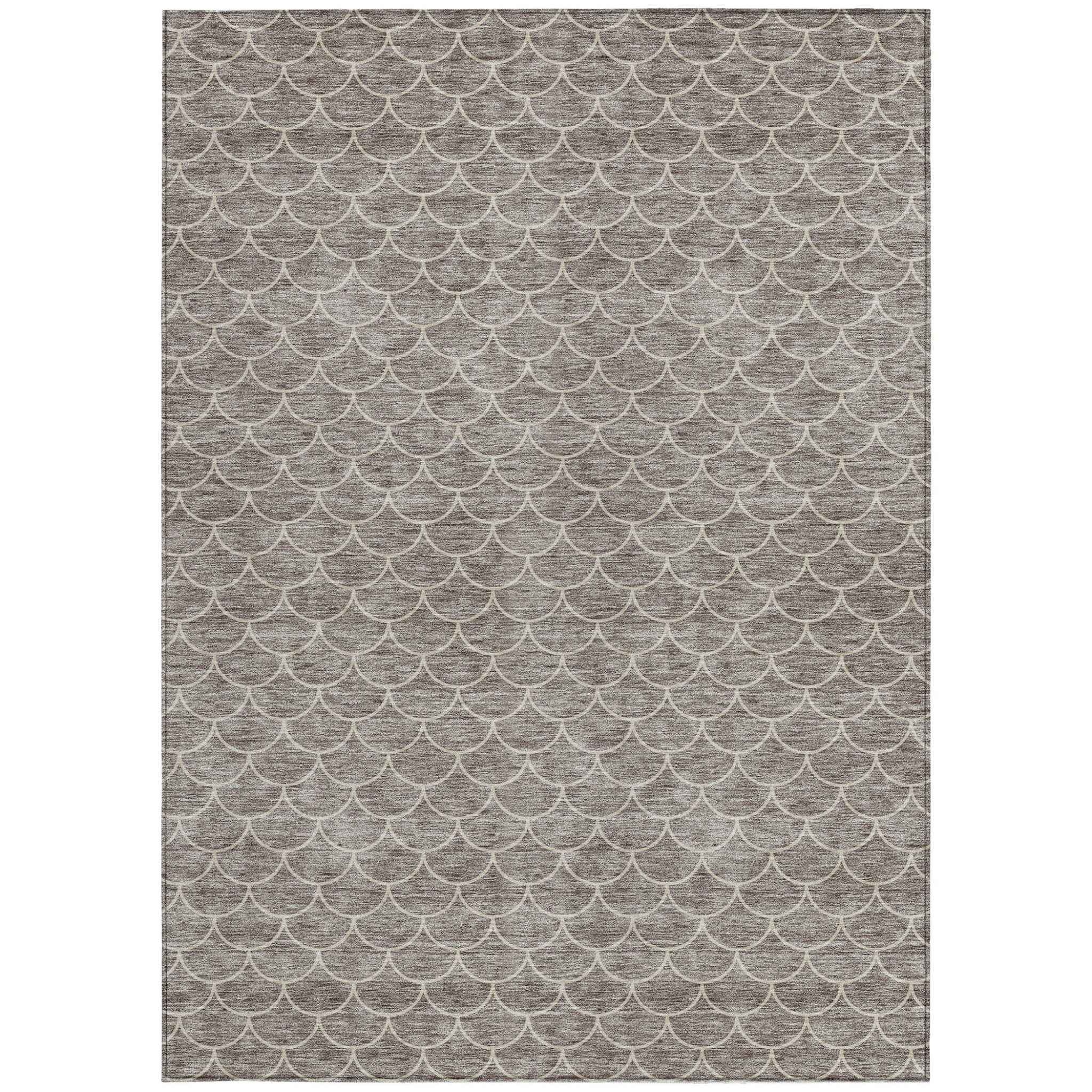 8' X 10' Taupe And Beige Geometric Washable Indoor Outdoor Area Rug
