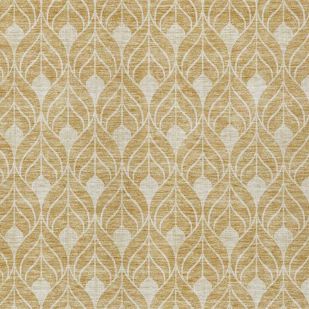 3' X 5' Gold And Ivory Geometric Washable Indoor Outdoor Area Rug