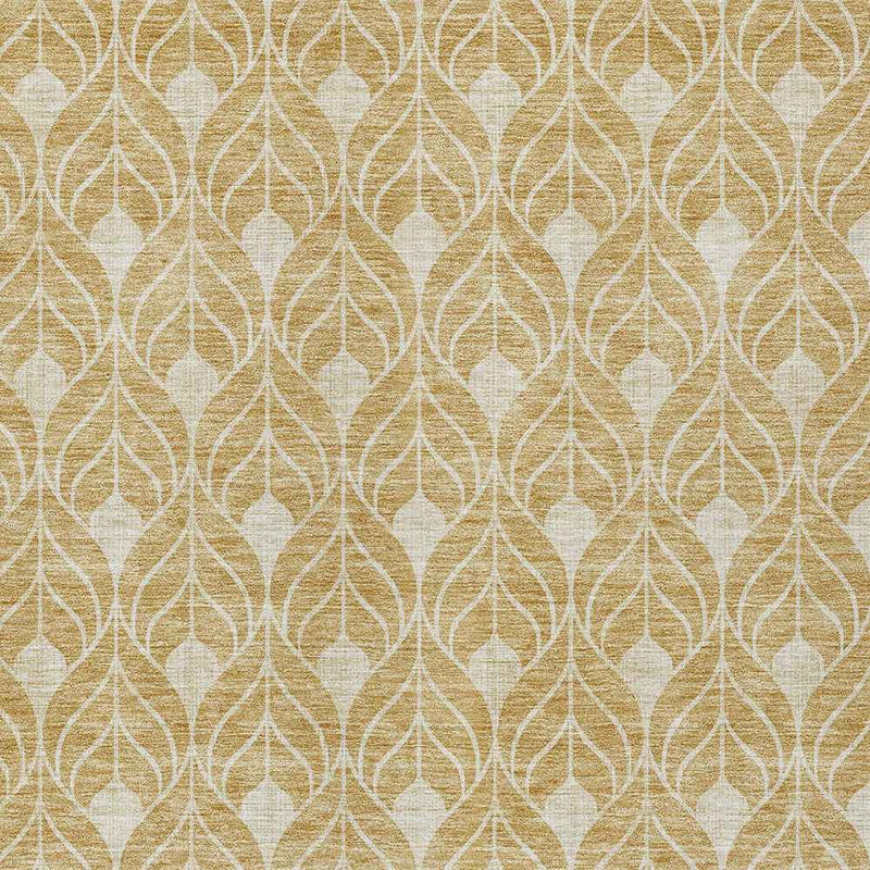3' X 5' Gold And Ivory Geometric Washable Indoor Outdoor Area Rug