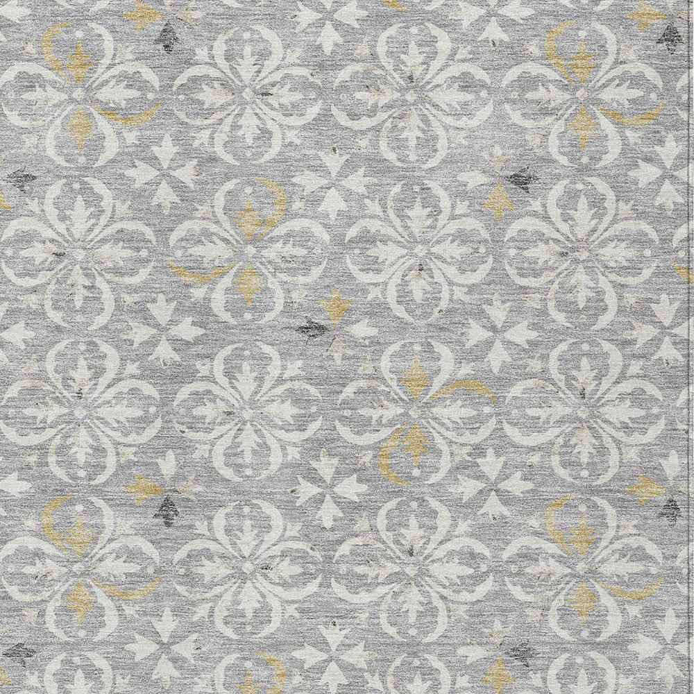 3' X 5' Gray Ivory And Brown Floral Washable Indoor Outdoor Area Rug