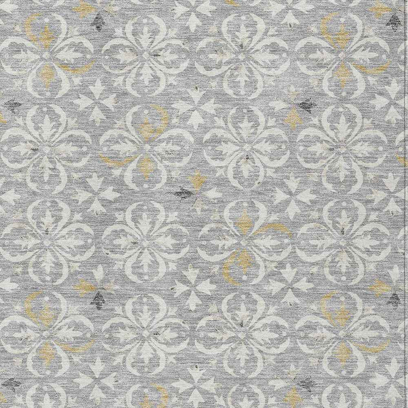 3' X 5' Gray Ivory And Brown Floral Washable Indoor Outdoor Area Rug