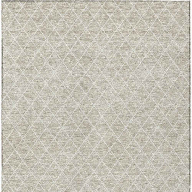 8' X 10' Beige And Ivory Geometric Washable Indoor Outdoor Area Rug