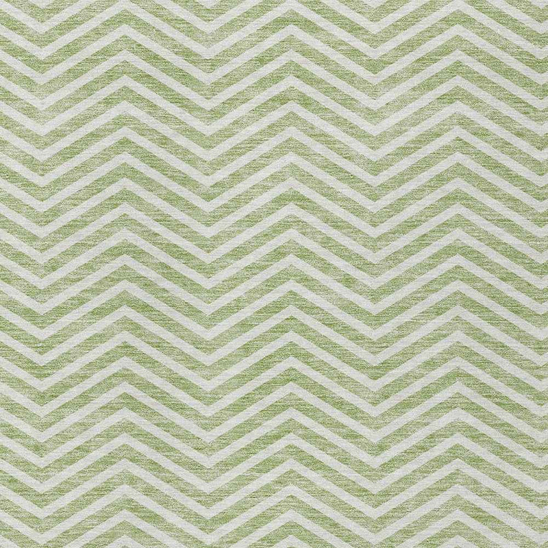 5' X 8' Artichoke Green And Ivory Chevron Washable Indoor Outdoor Area Rug