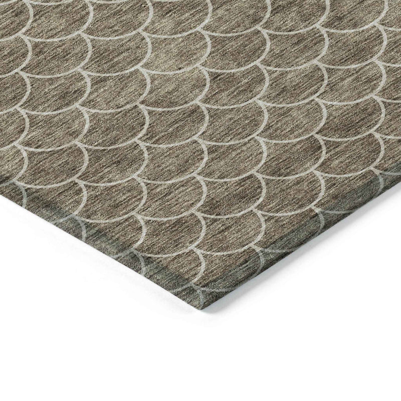 3' X 5' Brown And Beige Geometric Washable Indoor Outdoor Area Rug