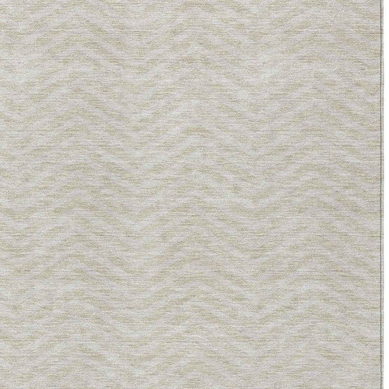 8' X 10' Beige And Gray Chevron Washable Indoor Outdoor Area Rug