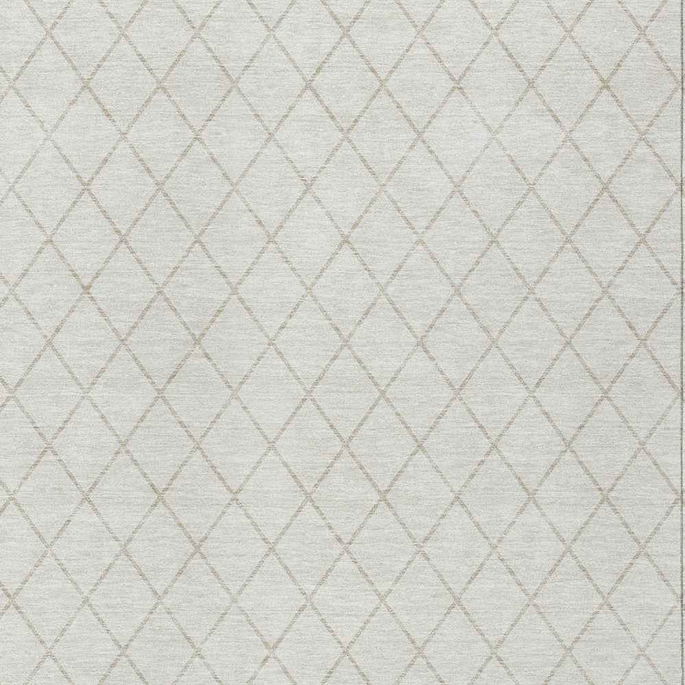 3' X 5' Ivory And Beige Geometric Washable Indoor Outdoor Area Rug
