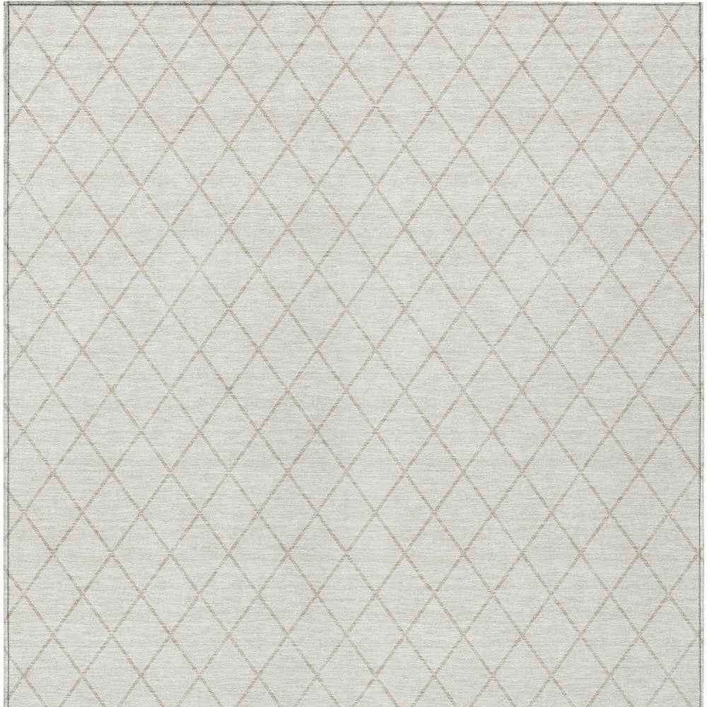 5' X 8' Ivory And Beige Geometric Washable Indoor Outdoor Area Rug