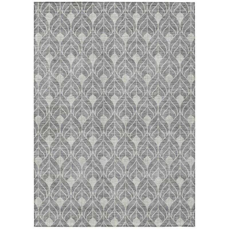 8' X 10' Gray And Light Gray Geometric Washable Indoor Outdoor Area Rug